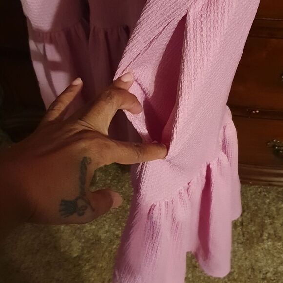 Melloday Lavendar Drop Waist Puff Sleeve Dress sz L - Picture 4 of 4